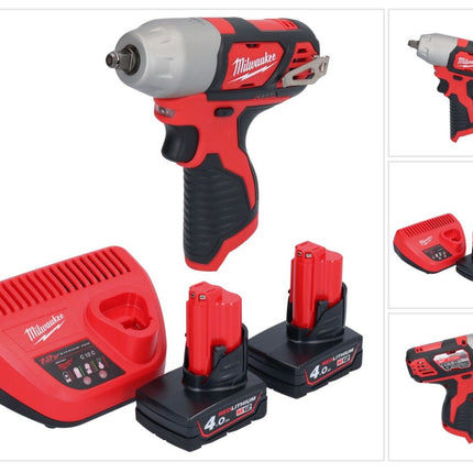 Llave de impacto inalámbrica Milwaukee M12 BIW38-402 12 V 135 Nm 3/8˝ + 2x baterías 4,0 Ah + cargador
