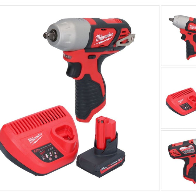 Milwaukee M12 BIW38-501 Akku Schlagschrauber 12 V 135 Nm 3/8˝ + 1x Akku 5,0 Ah + Ladegerät