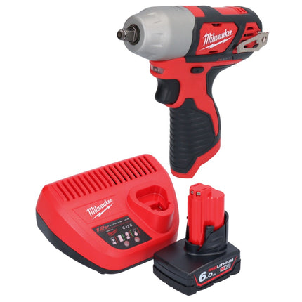 Llave de impacto inalámbrica Milwaukee M12 BIW38-601 12 V 135 Nm 3/8˝ + 1x batería 6,0 Ah + cargador