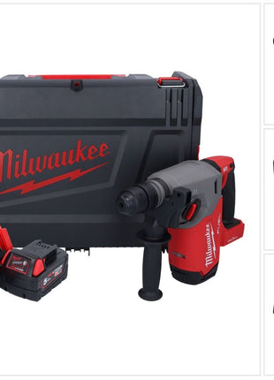 Milwaukee M18 ONEFHX-501X marteau combiné sans fil 18 V 2,5 J SDS-Plus Brushless + 1x batterie 5,0 Ah + chargeur + HD-Box