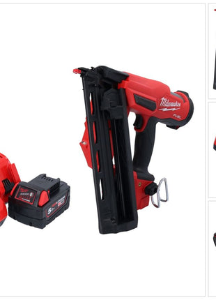 Milwaukee M18 FN16GA-501 Chiodatrice a batteria 18 V 32 - 64 mm brushless + 1x batteria ricaricabile 5,0 Ah + caricabatterie