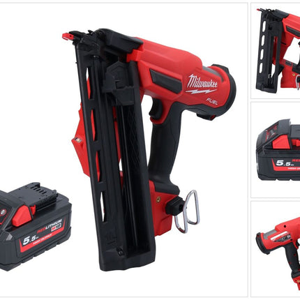 Milwaukee M18 FN16GA-551 Clavadora sin cable 18 V 32 - 64 mm sin escobillas + 1x batería 5,5 Ah - sin cargador