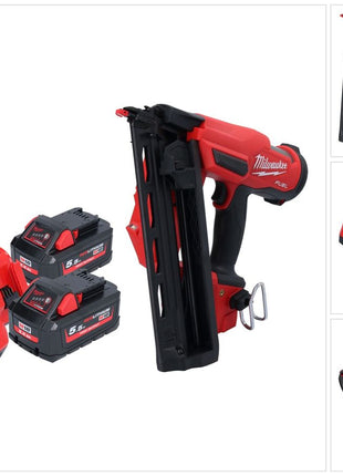 Clavadora a batería Milwaukee M18 FN16GA-552 18 V 32 - 64 mm sin escobillas + 2x baterías 5,5 Ah + cargador