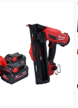 Milwaukee M18 FN16GA-802 Chiodatrice a batteria 18 V 32 - 64 mm brushless + 2x batteria 8,0 Ah + caricatore