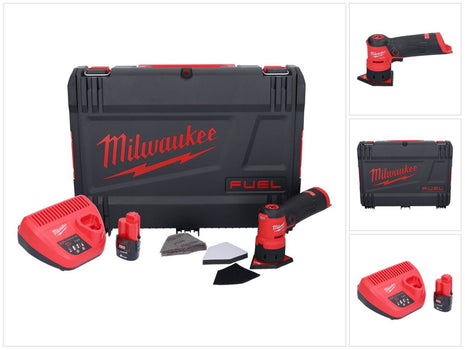 Amoladora puntual a batería Milwaukee M12 FDSS-201X 12 V 88,8 x 63,5 mm sin escobillas + 1x batería 2,0 Ah + cargador + caja HD