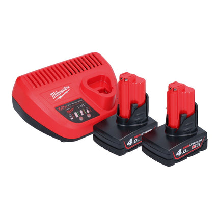 Amoladora puntual a batería Milwaukee M12 FDSS-402X 12 V 88,8 x 63,5 mm sin escobillas + 2x batería 4,0 Ah + cargador + caja HD