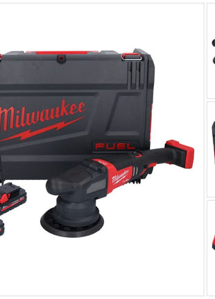 Pulidora excéntrica a batería Milwaukee M18 FROP21-302X 18 V 150 mm sin escobillas + 2x baterías 3.0 Ah + cargador + caja HD