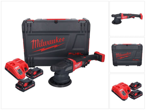 Pulidora excéntrica a batería Milwaukee M18 FROP21-302X 18 V 150 mm sin escobillas + 2x baterías 3.0 Ah + cargador + caja HD