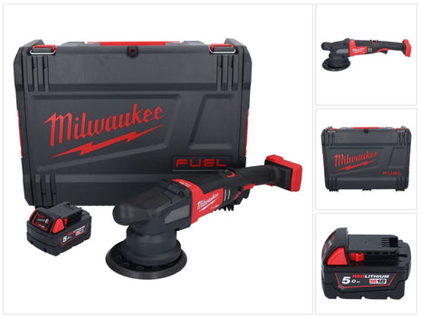 Polisseuse excentrique sur batterie Milwaukee M18 FROP21-501X 18 V 150 mm brushless + 1x batterie 5,0 Ah + boîtier HD - sans chargeur