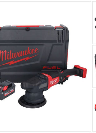 Pulidora excéntrica a batería Milwaukee M18 FROP21-551X 18 V 150 mm sin escobillas + 1x batería 5,5 Ah + cargador + caja HD