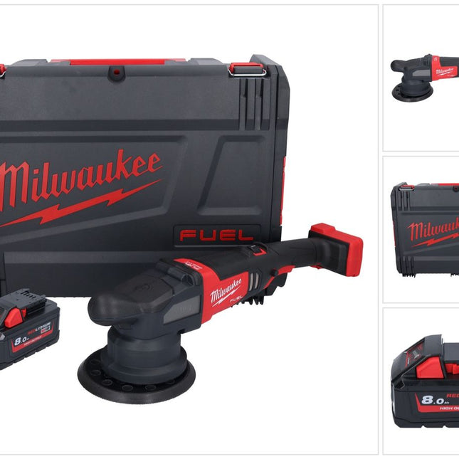 Milwaukee M18 FROP21-801X Akku Exzenter Polierer 18 V 150 mm Brushless + 1x Akku 8,0 Ah + HD-Box - ohne Ladegerät