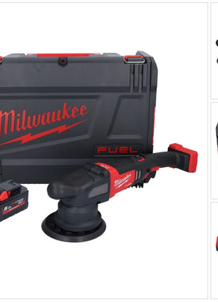 Pulidora excéntrica a batería Milwaukee M18 FROP21-802X 18 V 150 mm sin escobillas + 2x baterías 8,0 Ah + cargador + caja HD