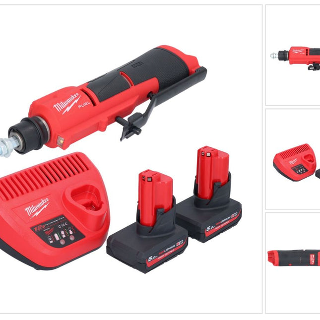 Milwaukee M12 FTB-502 Akku Reifenaufrauer 12 V 7/16" Hex Brushless + 2x Akku 5,0 Ah + Ladergerät