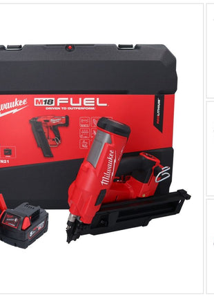 Milwaukee M18 FFN21-501C cloueur sans fil 18 V 50 - 90 mm sans brosse + 1x batterie 5,0 Ah + chargeur + valise