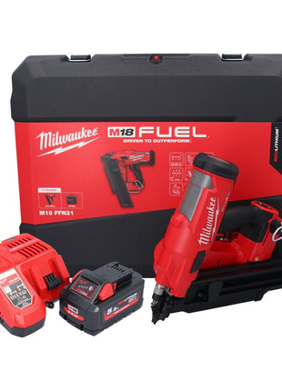 Milwaukee M18 FFN21-551C Gwoździarka akumulatorowa 18 V 50 - 90 mm bezszczotkowa + 1x akumulator 5,5 Ah + ładowarka + walizka