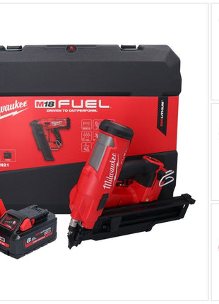 Milwaukee M18 FFN21-801C Gwoździarka akumulatorowa 18 V 50 - 90 mm bezszczotkowa + 1x akumulator 8,0 Ah + ładowarka + walizka