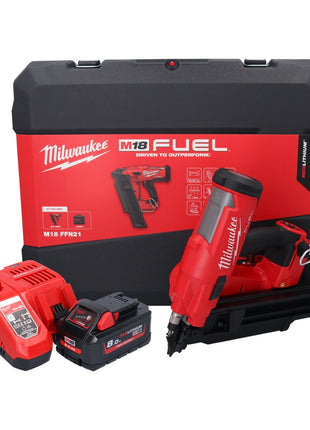 Clavadora a batería Milwaukee M18 FFN21-801C 18 V 50 - 90 mm sin escobillas + 1x batería 8,0 Ah + cargador + estuche