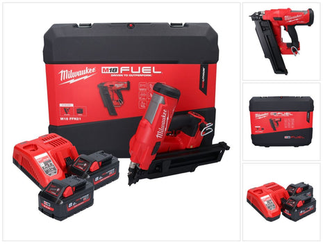 Milwaukee M18 FFN21-802C Akku Nagler 18 V 50 - 90 mm Brushless + 2x Akku 8,0 Ah + Ladegerät + Koffer