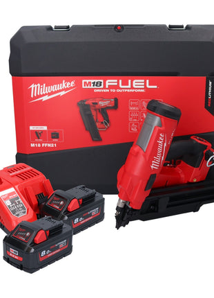 Clavadora a batería Milwaukee M18 FFN21-802C 18 V 50 - 90 mm sin escobillas + 2x baterías 8,0 Ah + cargador + maletín