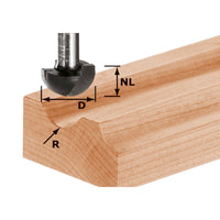 Festool HW S8 R6,35 Hohlkehlfräser 12,70 x 10 x 40 x 8 mm ( 490984 ) für Oberfräse OF 900, OF 1000, OF 1010, OF 1010 R, OF 1400, OF 2000, OF 2200