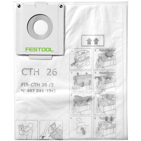 Festool FIS-CTH 26/3 Sicherheitsfiltersack 24 l Staubklasse H 3 Stk. ( 497541 ) für Absaugmobil CTH 26