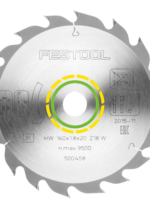 Festool  HW 160x1,8x20 W18  Kreissägeblatt WOOD STANDARD ( 500458 )