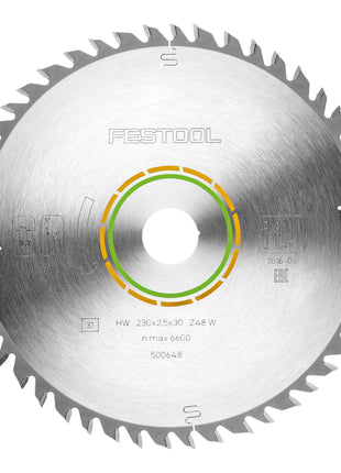 Festool HW 230x2.5x30 W48 circular saw blade WOOD FINE CUT ( 500648 ) 230 x 2.5 x 30 mm 48 teeth for solid wood, coated, veneered panels