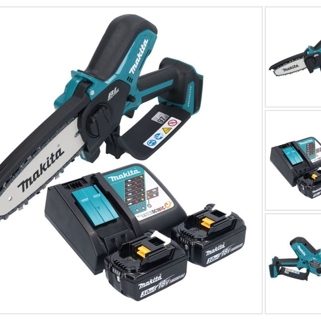 Makita DUC 150 RF201 Akku Kettensäge 18 V 15 cm Brushless + 2x Akku 3,0 Ah + Ladegerät