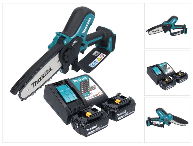 Makita DUC 150 RF201 Motosega a batteria 18 V 15 cm brushless + 2x batteria 3,0 Ah + caricabatterie