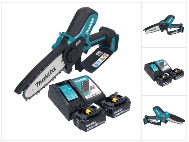 Makita DUC 150 RM201 Motosega a batteria 18 V 15 cm brushless + 2x batteria 4,0 Ah + caricabatteria