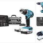 Taladro atornillador inalámbrico Makita DF 457 DWEX2 18 V 42 Nm Serie G + 2 baterías 1,5 Ah + cargador + set de accesorios 70 piezas + maletín