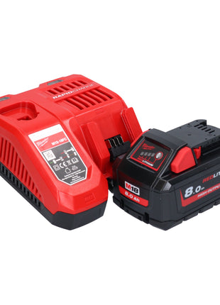 Amoladora angular de cabeza plana a batería Milwaukee M18 FSAGF125XPDB-801X 18 V 125 mm sin escobillas + 1x batería 8,0 Ah + cargador + caja HD