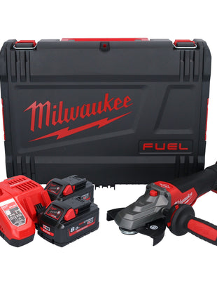 Meuleuse d'angle à tête plate sur batterie Milwaukee M18 FSAGF125XPDB-802X 18 V 125 mm brushless + 2x batterie 8,0 Ah + chargeur + boîtier HD