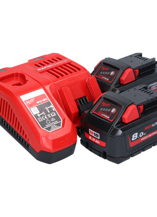 Meuleuse d'angle à tête plate sur batterie Milwaukee M18 FSAGF125XPDB-802X 18 V 125 mm brushless + 2x batterie 8,0 Ah + chargeur + boîtier HD