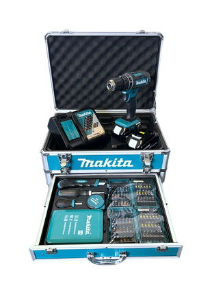 Makita DHP 482 RFX9 Perceuse-visseuse à percussion sans fil 18 V 62 Nm + 2x batterie 3,0 Ah + chargeur + kit d'accessoires + Coffret