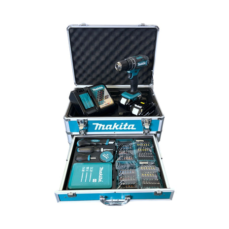 Makita DHP 482 RFX9 Akku Schlagbohrschrauber 18 V 62 Nm + 2x Akku 3,0 Ah + Ladegerät + Zubehör Set + Koffer