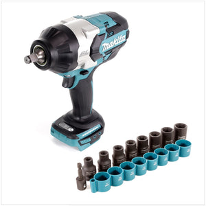 Makita DTW 1002 Z Akku Schlagschrauber 1/2“ 18V 1000Nm Brushless Solo + 9tlg. Steckschlüssel Set - ohne Akku, ohne Ladegerät