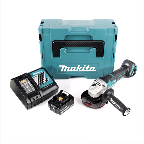 Makita DGA 455 RF1J Akku Winkelschleifer 18 V 115mm Brushless + 1x Akku 3,0Ah + Ladegerät + Makpac - Toolbrothers