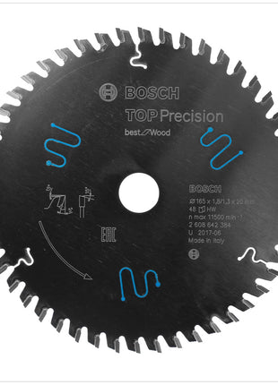 Bosch Pro Kreissägeblatt Top Precision Best for Wood 165 x 20 x 1,8 mm, 48 Zähne ( 2608642384 ) - Toolbrothers