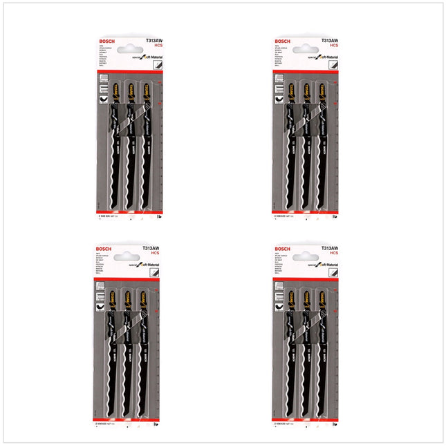 Bosch 12x Stichsägeblätter T 313 AW 126mm ( 4x 2608635187 ) zum Sägen in weichen Werkstoffen - Toolbrothers
