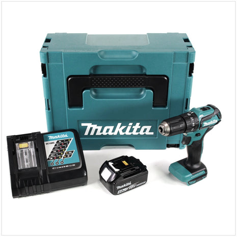 Makita DHP 483 RM1J 18 V Li-Ion Perceuse visseuse à percussion sans fil 18 V Brushless en Coffret MAKPAC + 1x Batterie BL 1840 4,0 Ah + Chargeur DC18RC