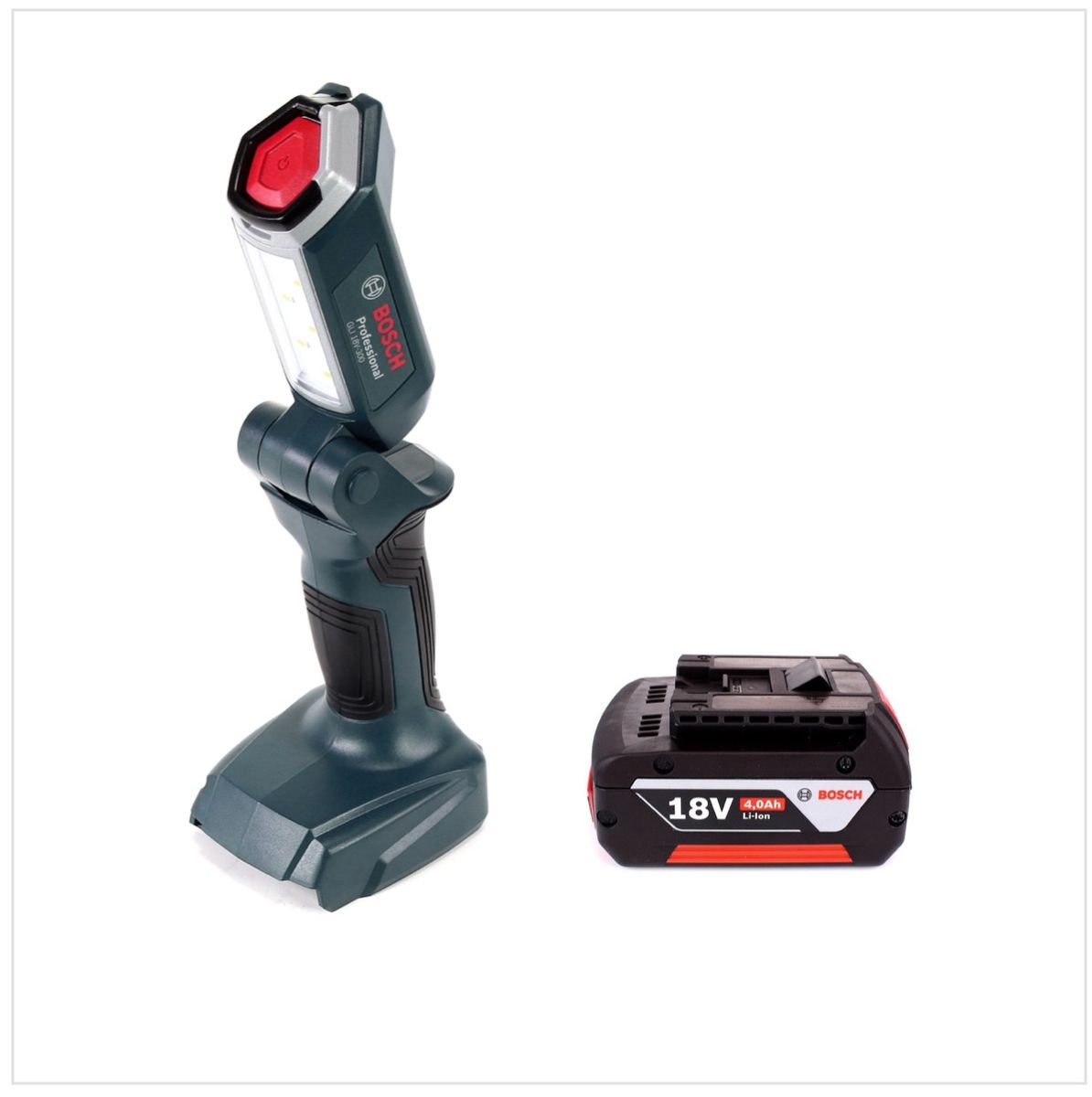 Bosch Professional GLI 18V-300 Lampe sans fil + 1x Batterie GBA 18 V 4,0 Ah - sans Chargeur
