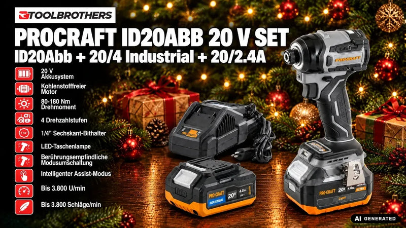 Procraft ID20Abb Clé à choc sans fil 20 V 180 Nm 1/4" Solo - sans batterie, sans chargeur