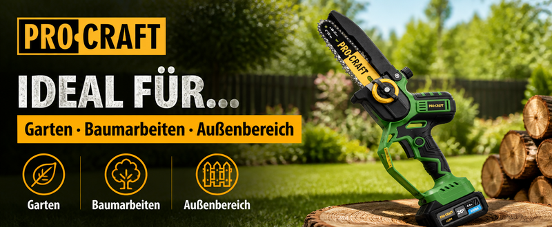 Procraft PKA32Li tronçonneuse à chaîne sans fil 20 V 203 mm Brushless + 1x batterie 4,0 Ah + chargeur + coffret
