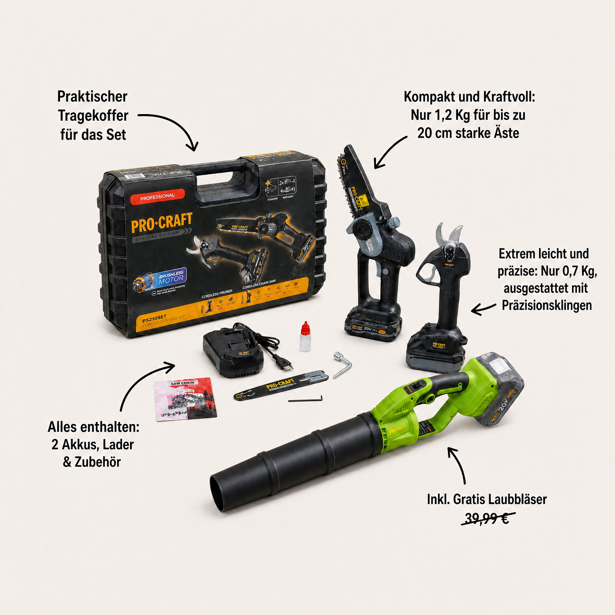 Procraft 3 in 1 Garten-Alrounder Set PS210PB