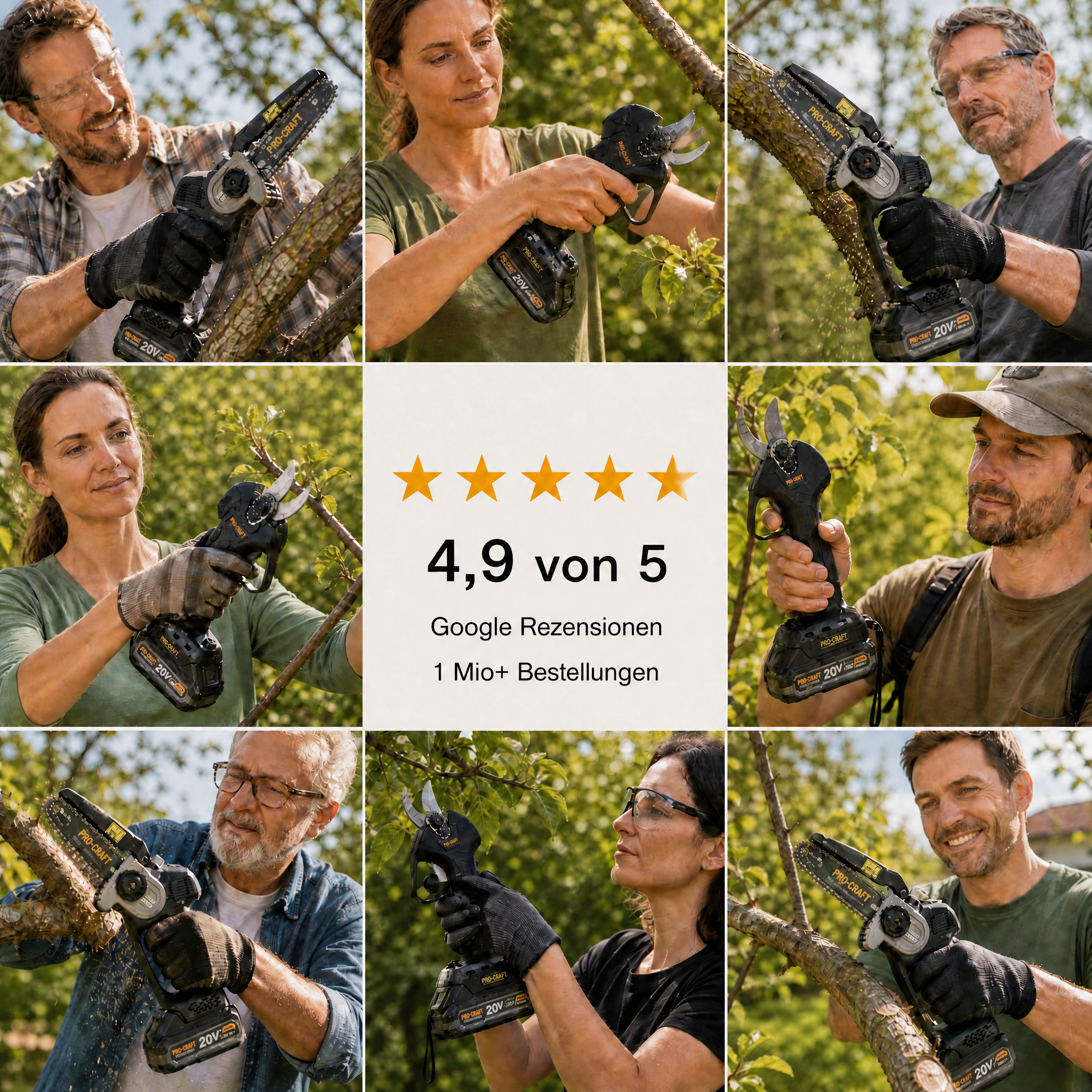 Procraft PZA26bb Akku Heckenschere 20 V 550 mm Brushless + 2x Akku 8,0 Ah + Ladegerät