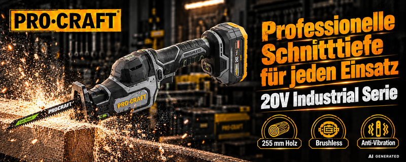 Sega alternativa Procraft Industrial RS20Abb 20 V Brushless + 1x batteria 4,0 Ah - senza caricabatterie