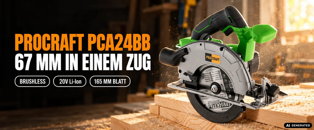 Procraft PCA24bb Akku Handkreissäge 20 V 165 mm Brushless Solo - ohne Akku, ohne Ladegerät